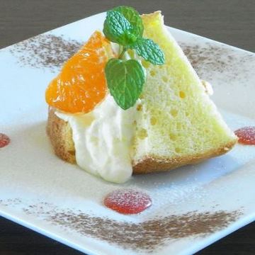 デザート　みかん　シフォンケーキ